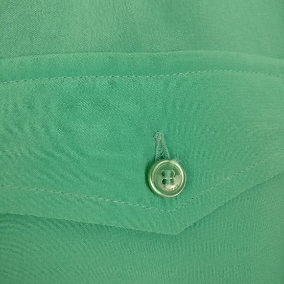 Weekend Max Mara 100% SILK Double Breasted Pocket Long Sleeve Shirt Cool Green L - Picture 6 of 9